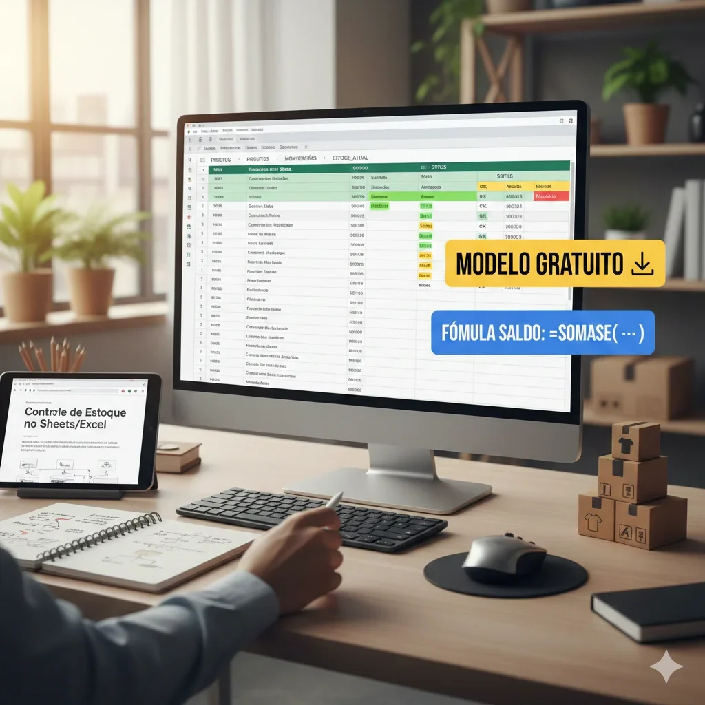Controle de Estoque Básico no SheetsExcel — Passo a Passo + Modelo Pronto