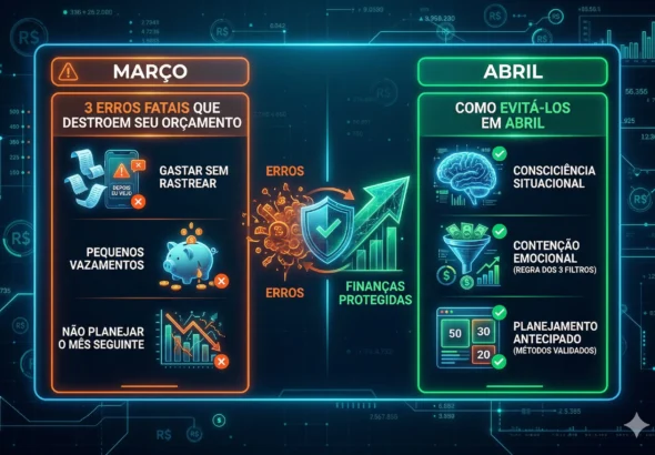 Planejamento Financeiro 2026 3 Erros de Março que estão 'Roubando' seu Abril 